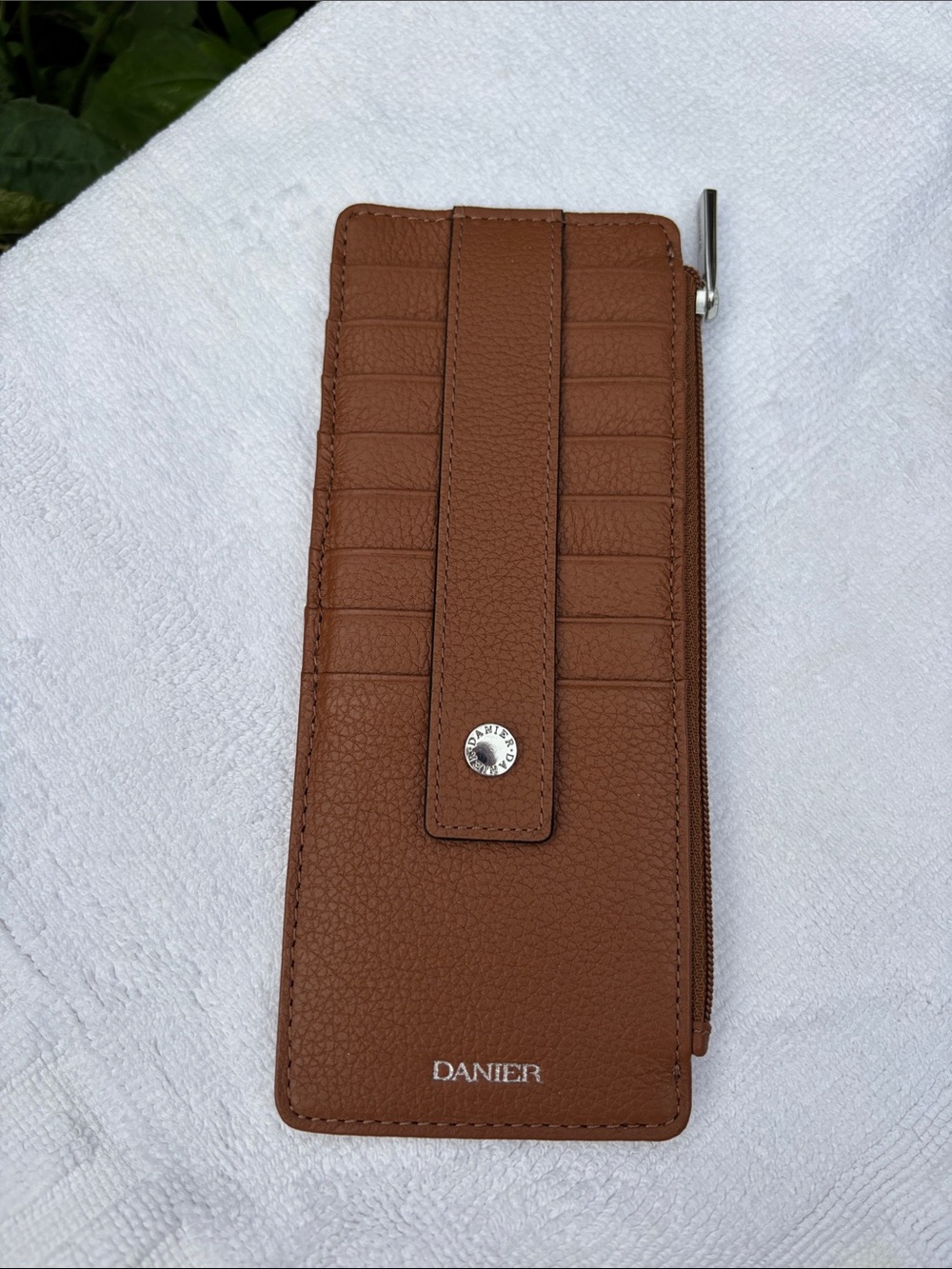 Danier Cognac Brown Cardholder Wallet with Zip, Leather Wallet NWOT